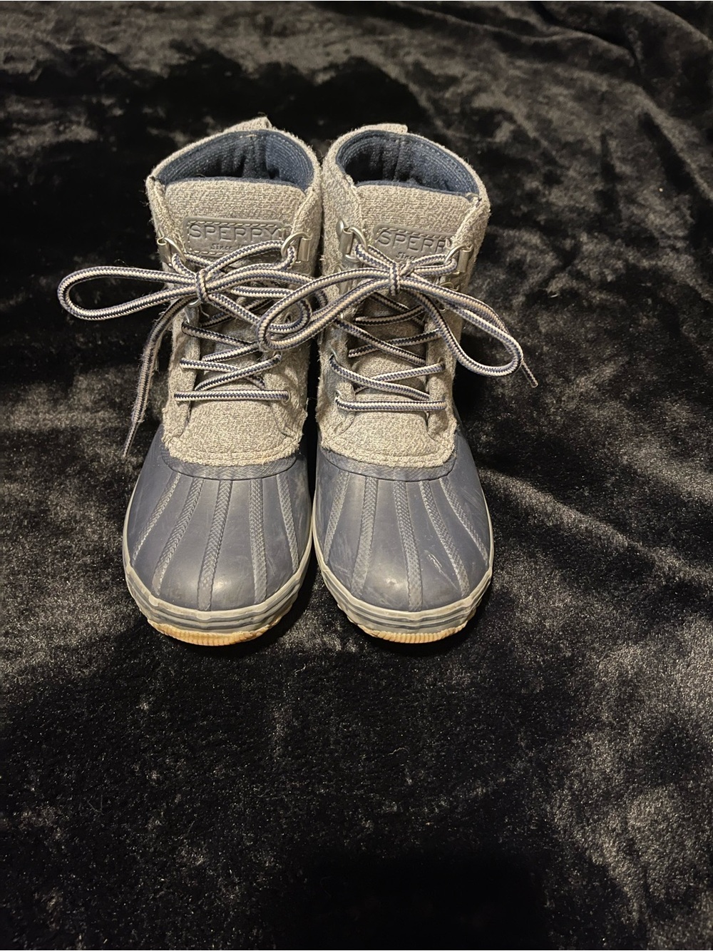 Sperry Kids Navy and Gray Lace-Up Waterproof Boots Size 13 kids
